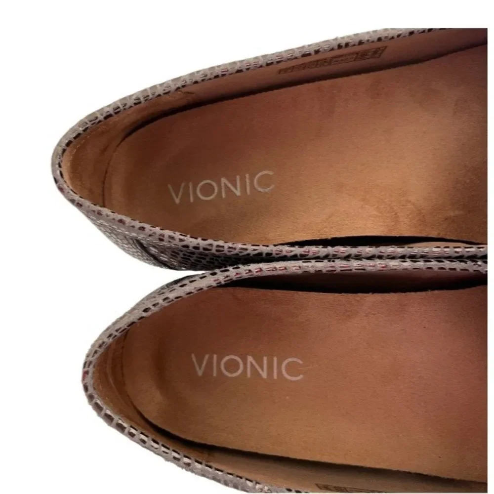 Vionic Chill Larrun Gun Metal Snake Loafers Size 9
